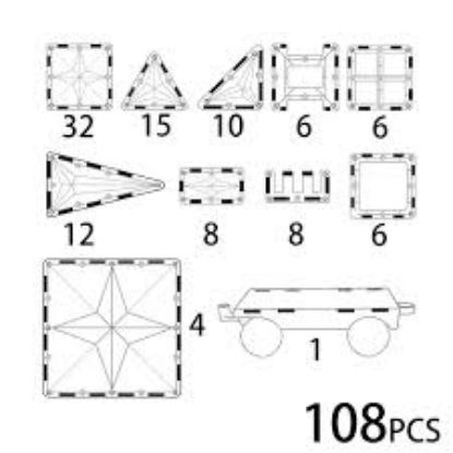 Picture of STAR MAGNET TILES 108 PCS TRANSPARENT