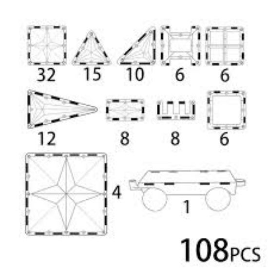 Picture of STAR MAGNET TILES 108 PCS TRANSPARENT