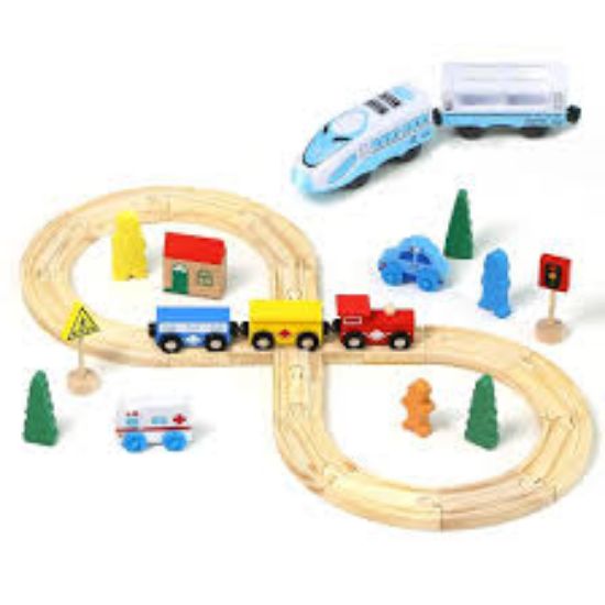 Picture of 39 PIECES WOODEN TRAIN SET